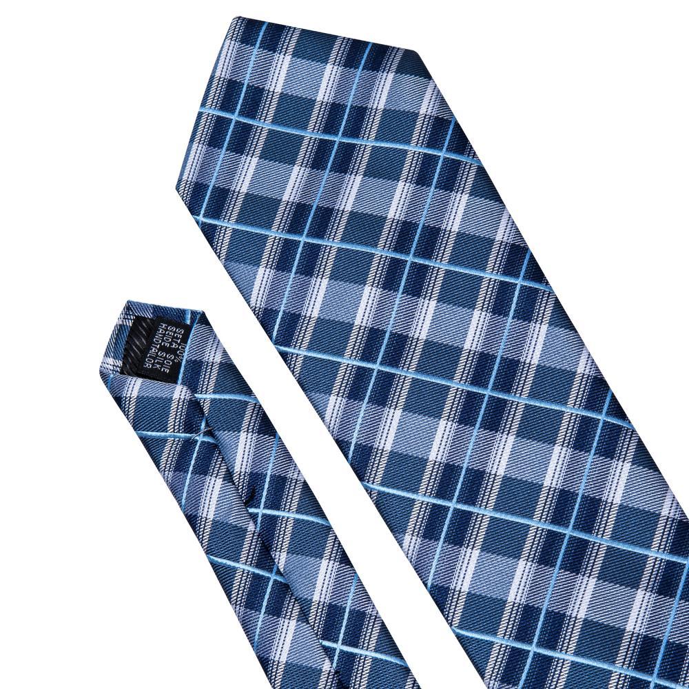 Blue Plaid Silk Tie Set - GentCrest - View 5