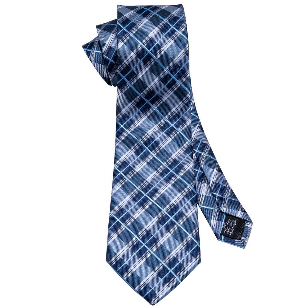 Blue Plaid Silk Tie Set - GentCrest - View 4