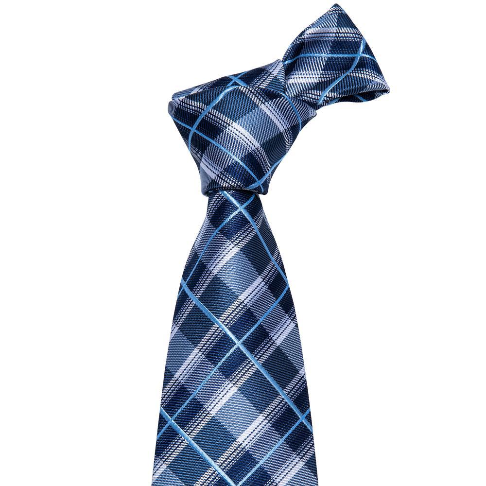 Blue Plaid Silk Tie Set - GentCrest - View 2