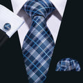 Blue Plaid Silk Tie Set - GentCrest