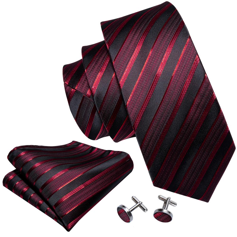 GentCrest Red Striped Tie Hanky Cufflinks Set - Image 2