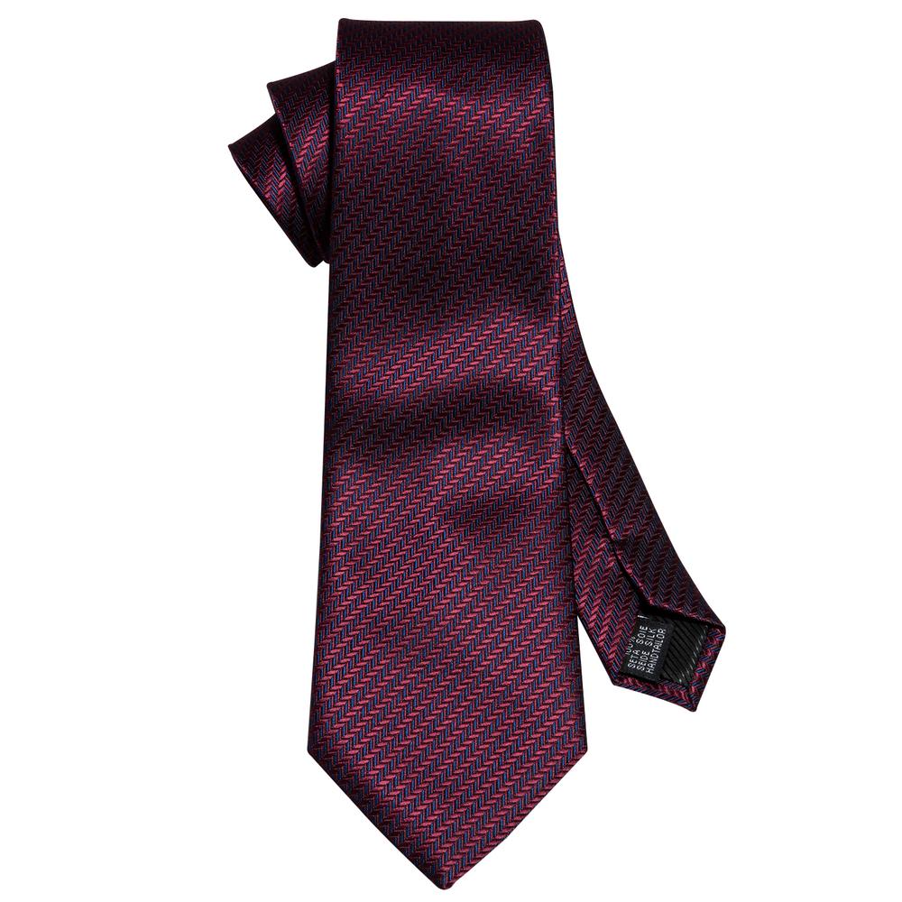 Dark Red Striped Silk Tie Set - GentCrest - View 4