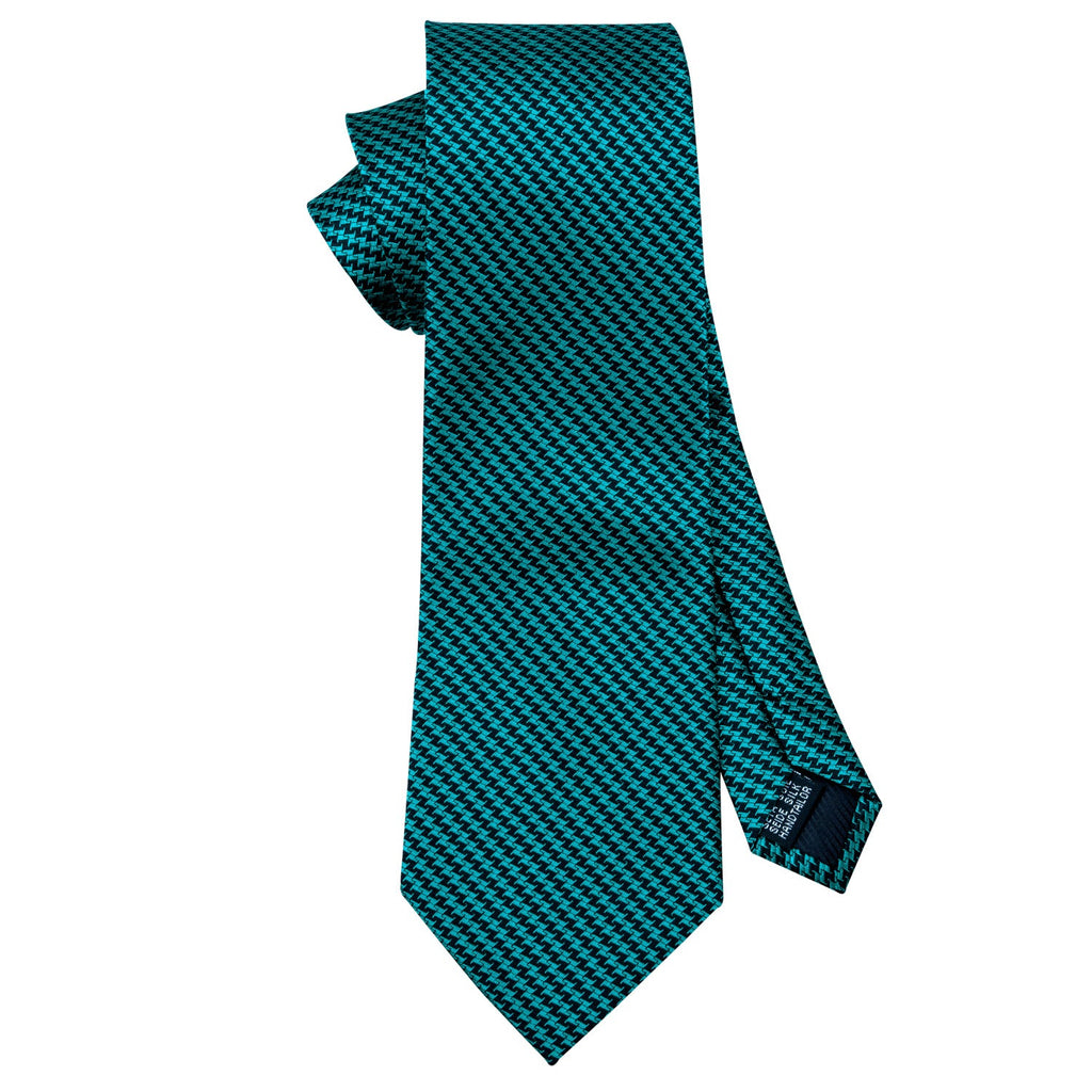 GentCrest Green Houndstooth Tie Hanky Cufflinks Set - Image 6