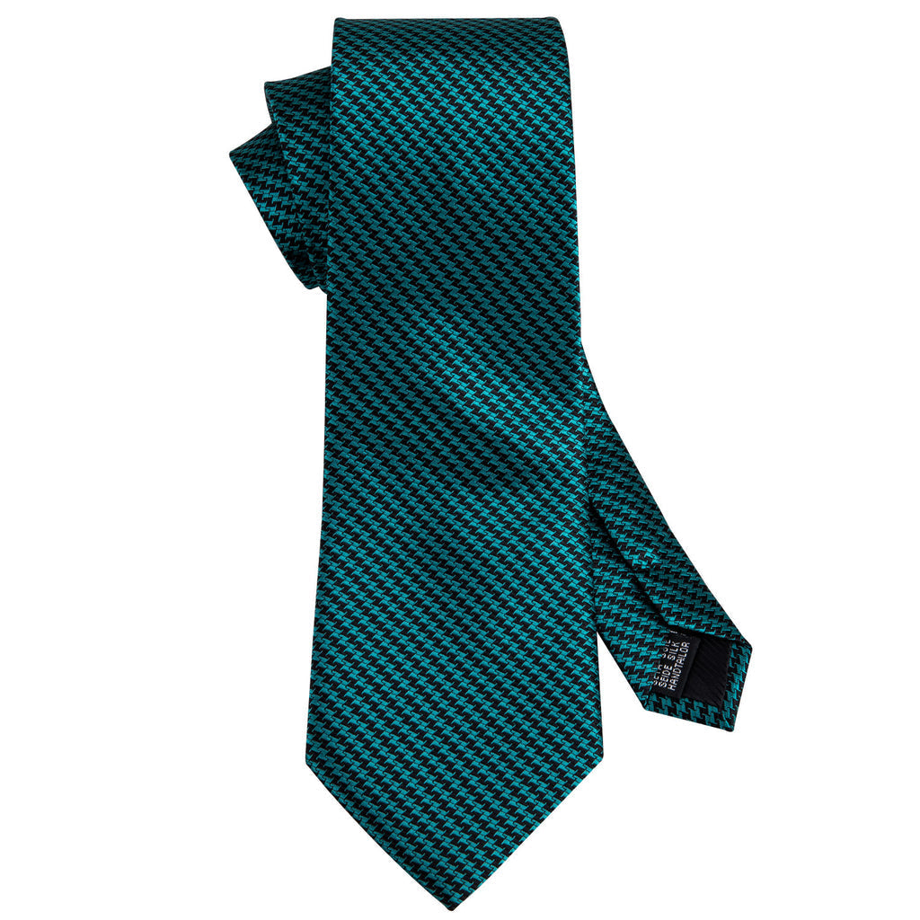Turquoise Houndstooth Silk Tie Set - GentCrest - View 4