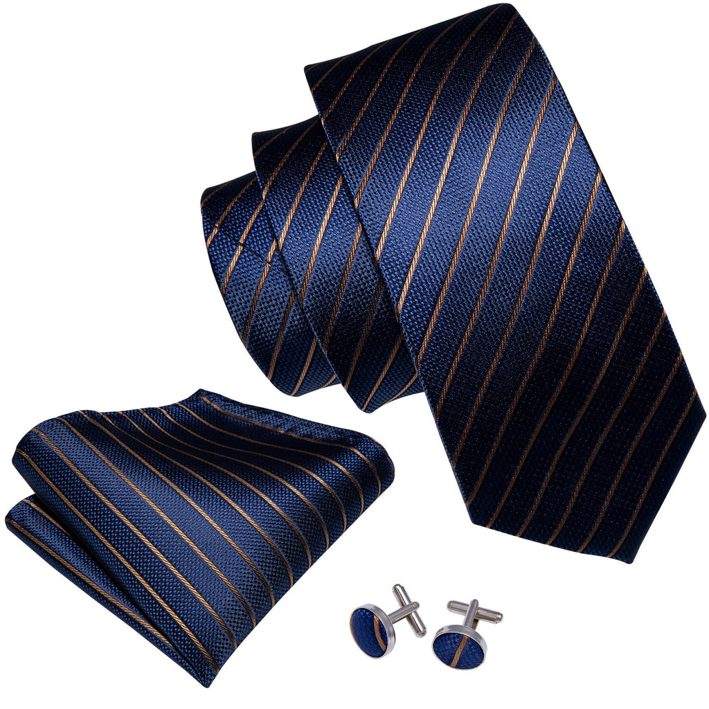GentCrest Blue Striped Tie with Lapel Pin - Image 4