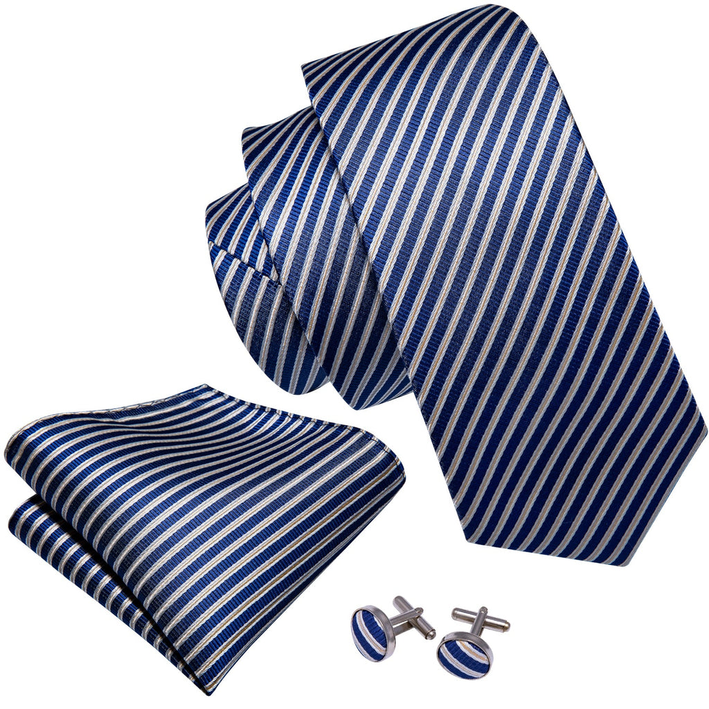 GentCrest Blue Striped Tie Hanky Cufflinks Set - Image 4