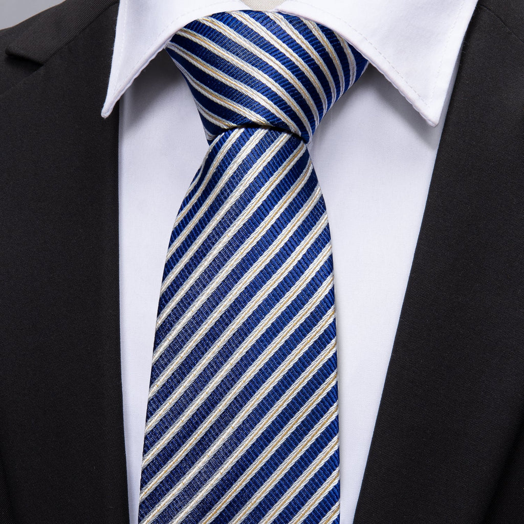 GentCrest Blue Striped Tie Hanky Cufflinks Set - Image 5