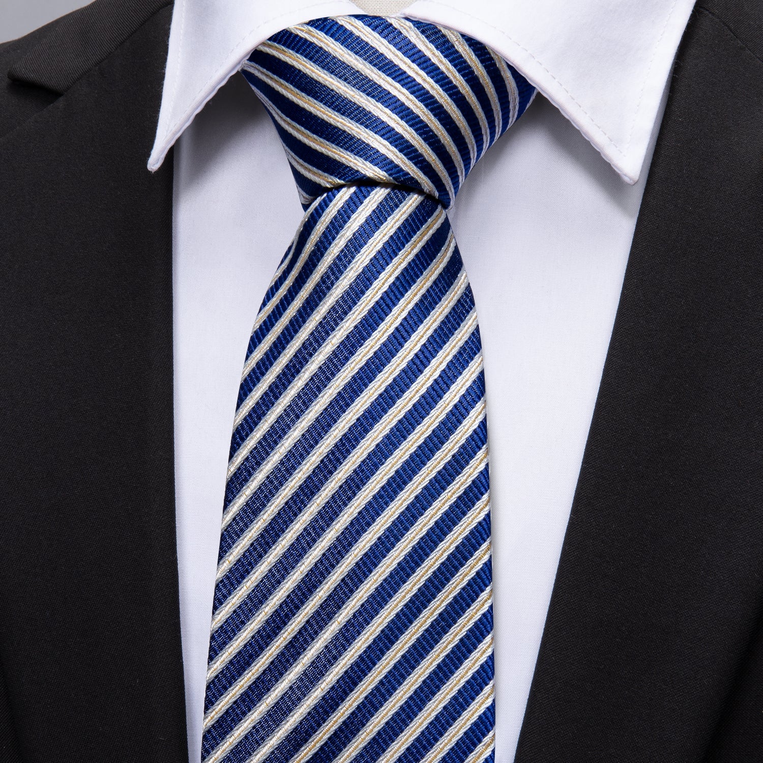 GentCrest Blue Striped Tie Hanky Cufflinks Set - Image 5