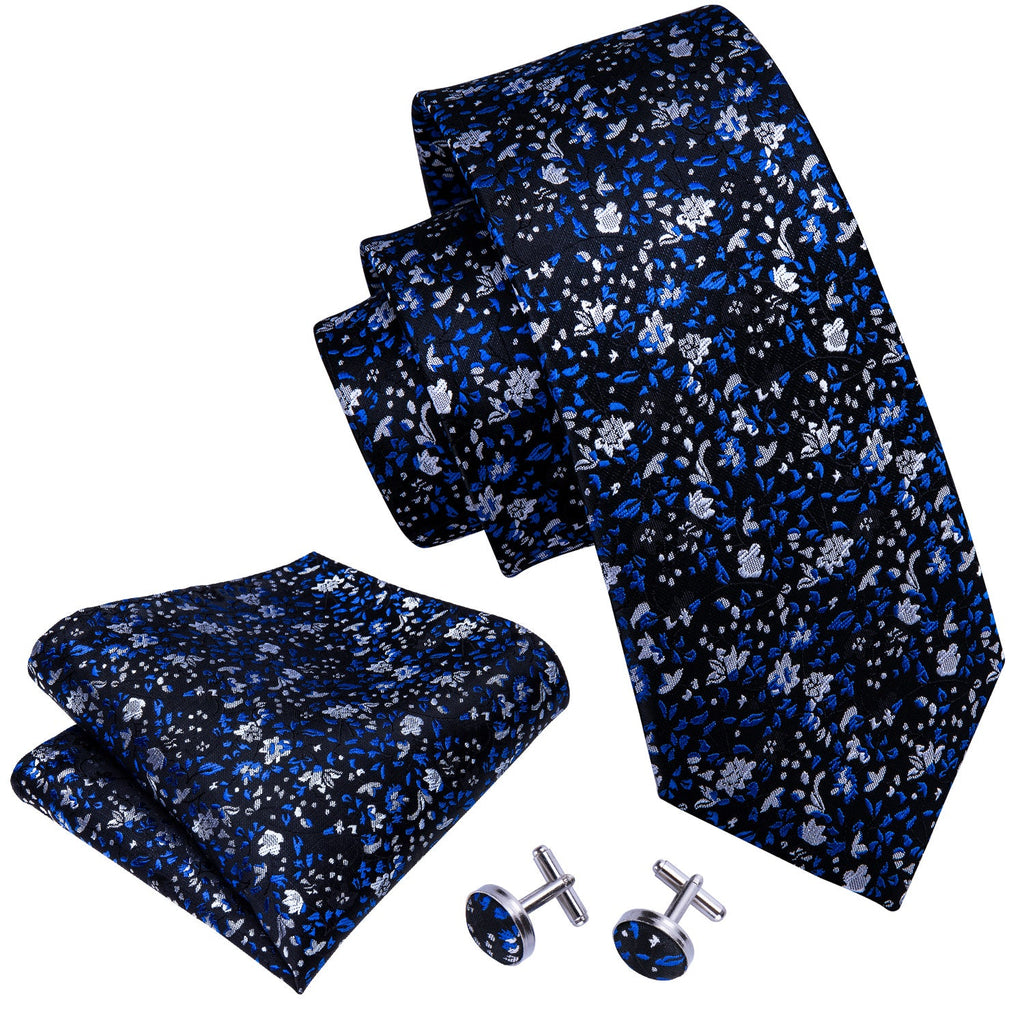 GentCrest Blue Floral Tie Hanky Cufflinks Set - Image 6