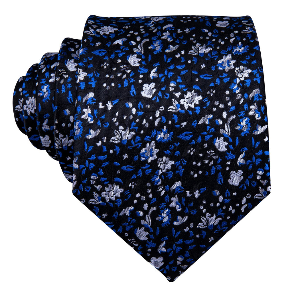 GentCrest Blue Floral Tie Hanky Cufflinks Set - Image 1