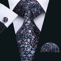 Black Pink Floral Silk Tie Set - GentCrest