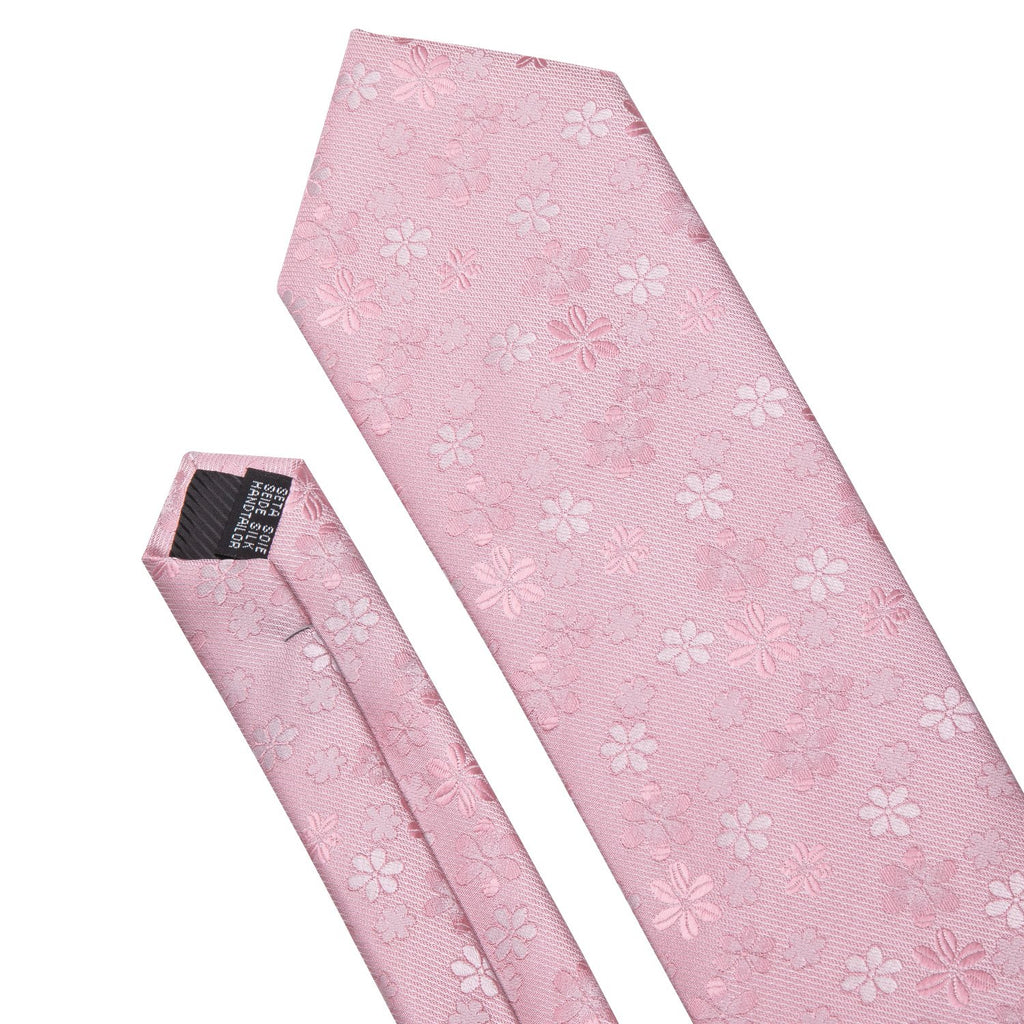 Pink Sakura Floral Silk Tie Set - GentCrest - View 4