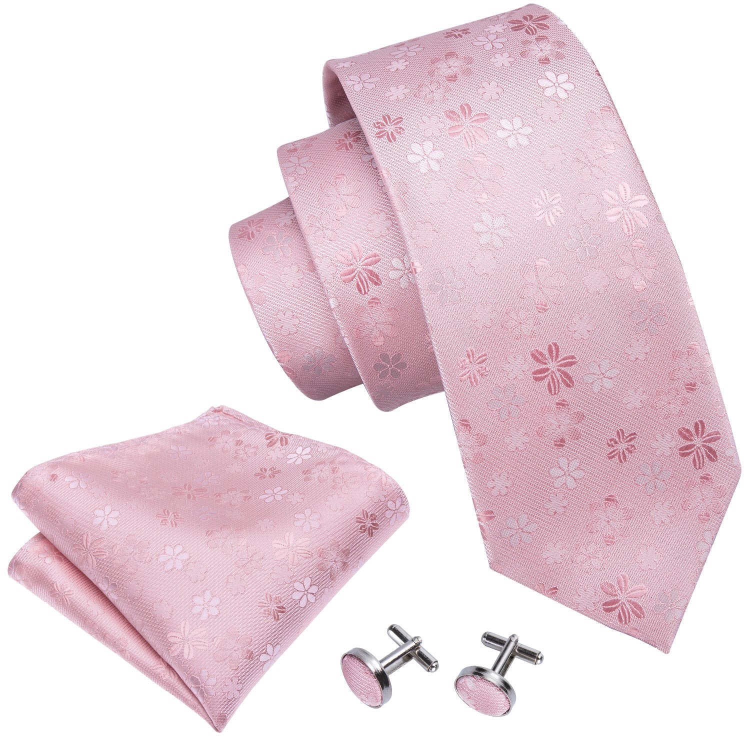 GentCrest Pink Floral Tie Hanky Cufflinks Set - Image 4