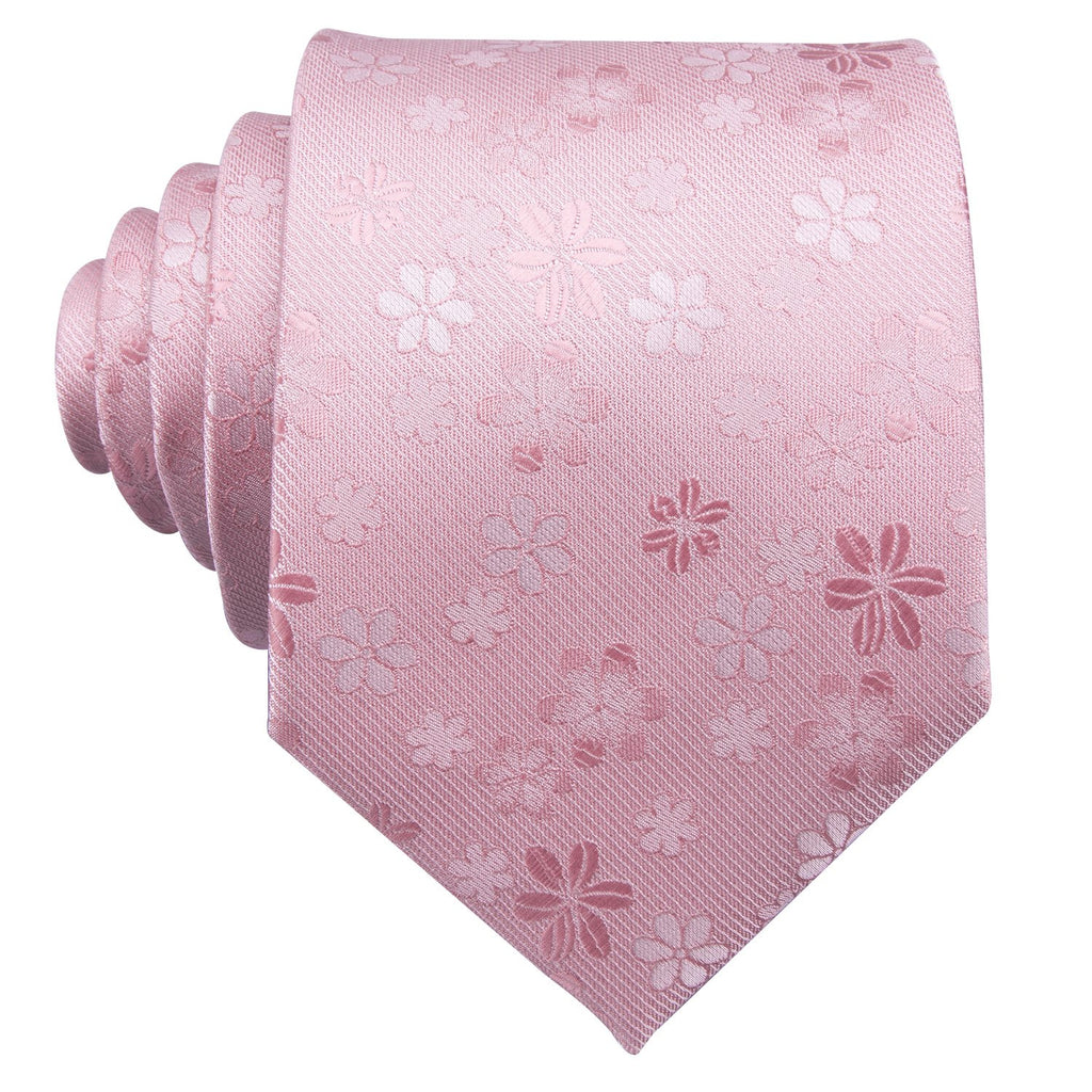 Pink Sakura Floral Silk Tie Set - GentCrest - View 5