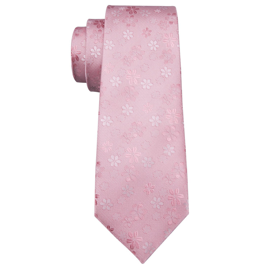 Pink Sakura Floral Silk Tie Set - GentCrest - View 3