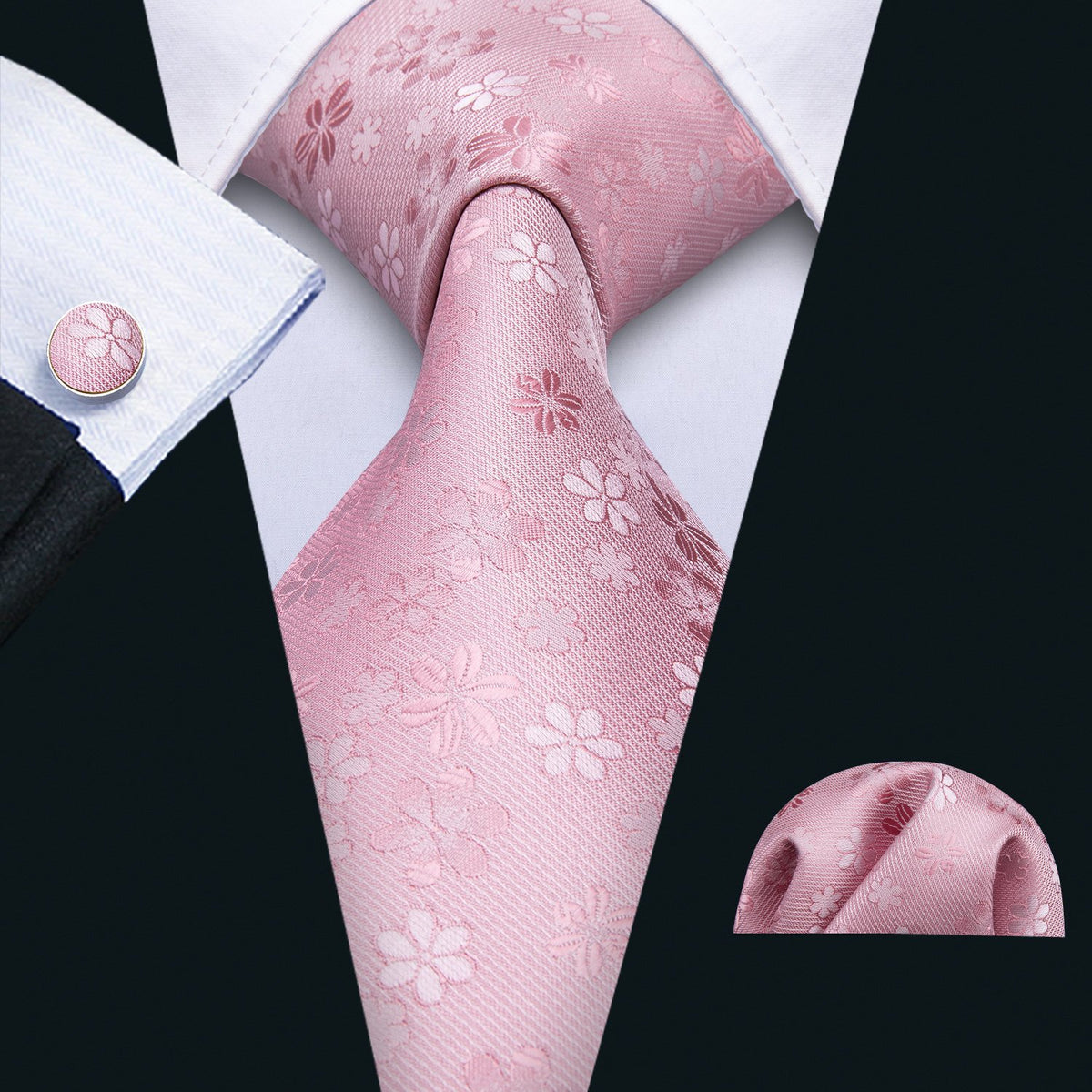 GentCrest Pink Floral Tie Sets - Image 1