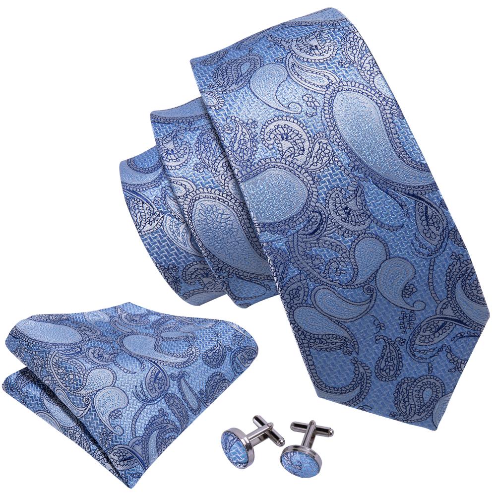 GentCrest Blue Paisley Tie Hanky Cufflinks Set - Image 4
