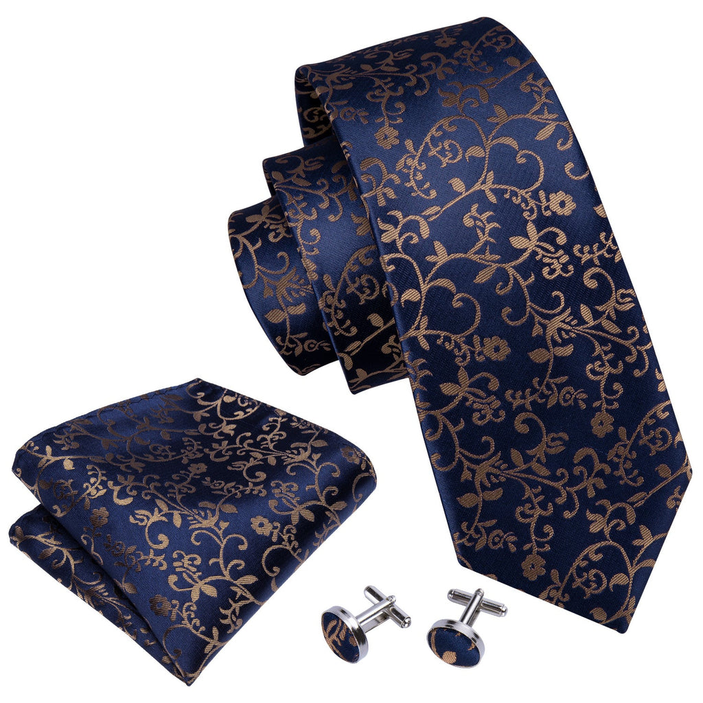 GentCrest Blue Floral Tie Hanky Cufflinks Set - Image 6