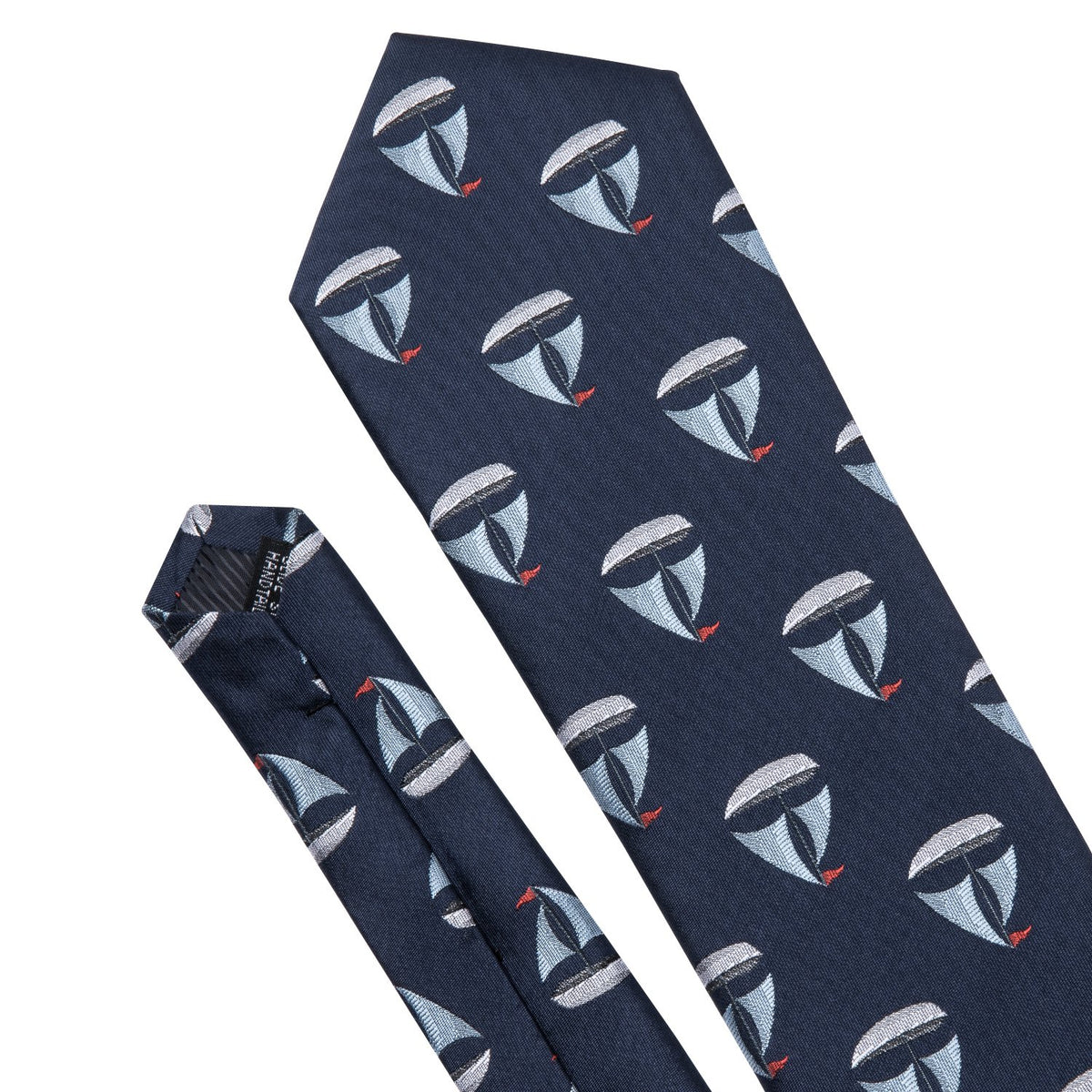 Deep Blue Sailboat Novelty Silk Tie Set - GentCrest - View 6