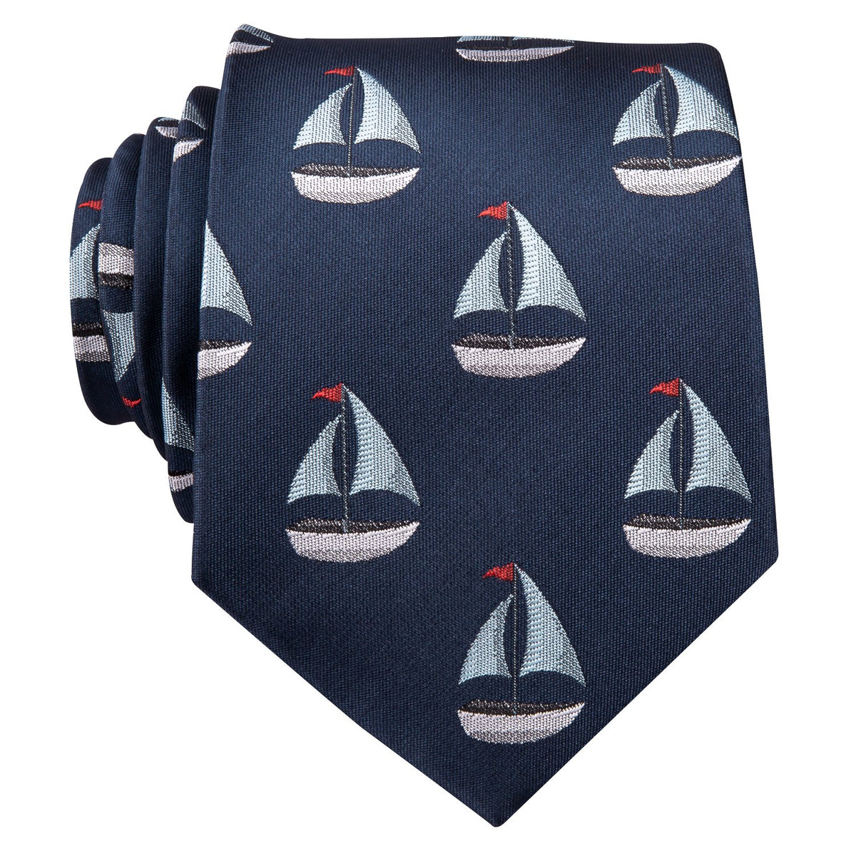 Deep Blue Sailboat Novelty Silk Tie Set - GentCrest - View 4