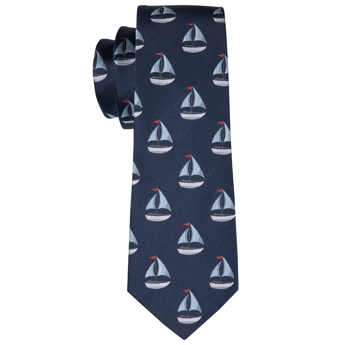 Deep Blue Sailboat Novelty Silk Tie Set - GentCrest - View 5