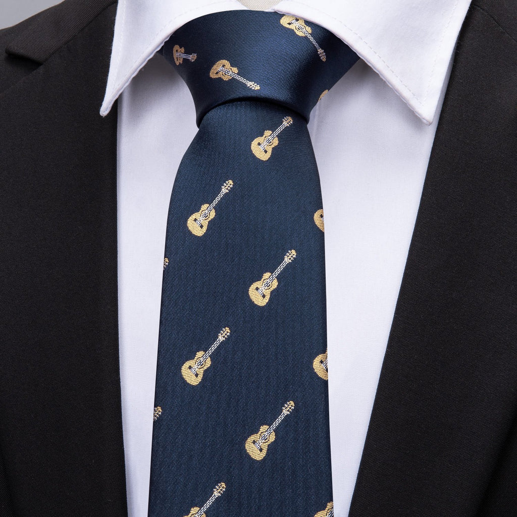 Blue Guitar Novelty Silk Tie Set - GentCrest - View 2