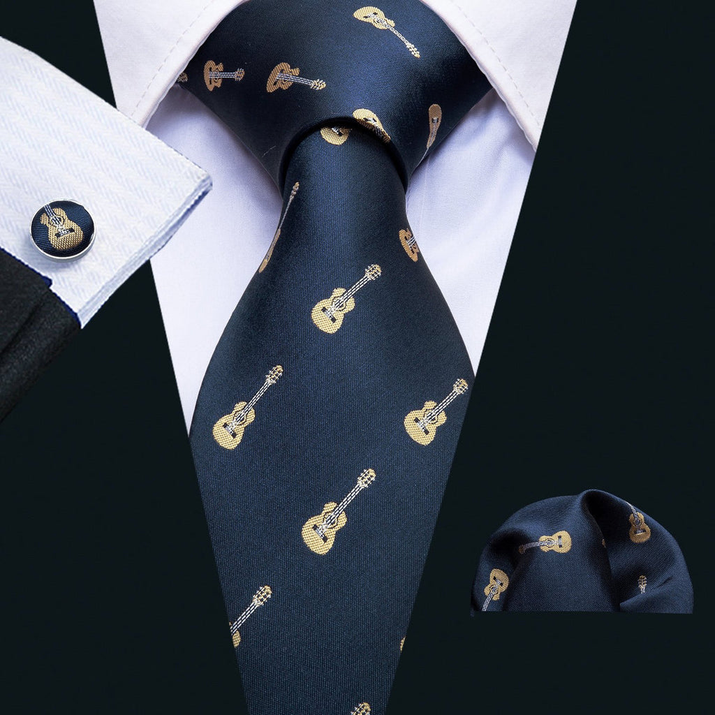 Blue Guitar Novelty Silk Tie Set - GentCrest