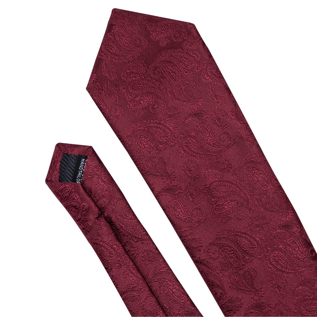 Burgundy Paisley Silk Tie Set - GentCrest - View 6