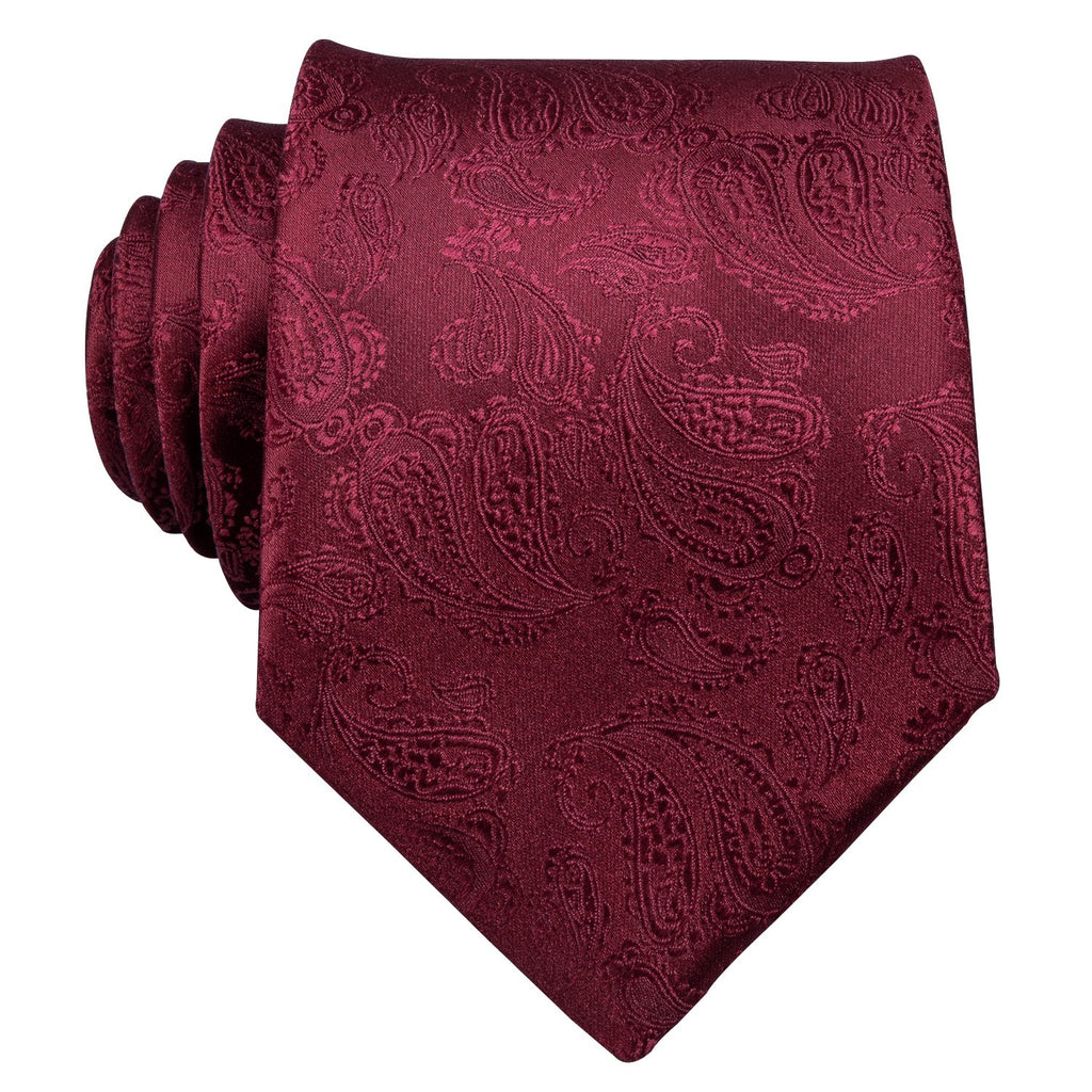 Burgundy Paisley Silk Tie Set - GentCrest - View 4