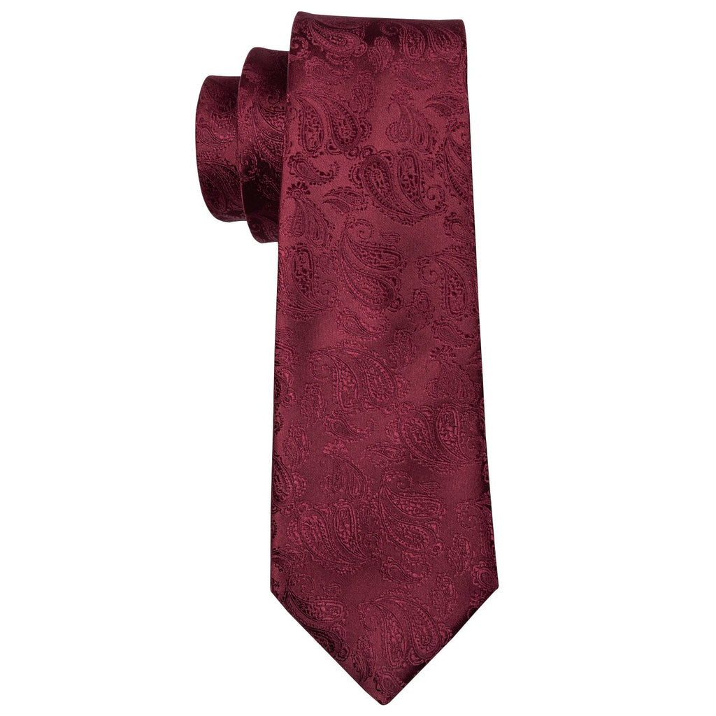 Burgundy Paisley Silk Tie Set - GentCrest - View 5