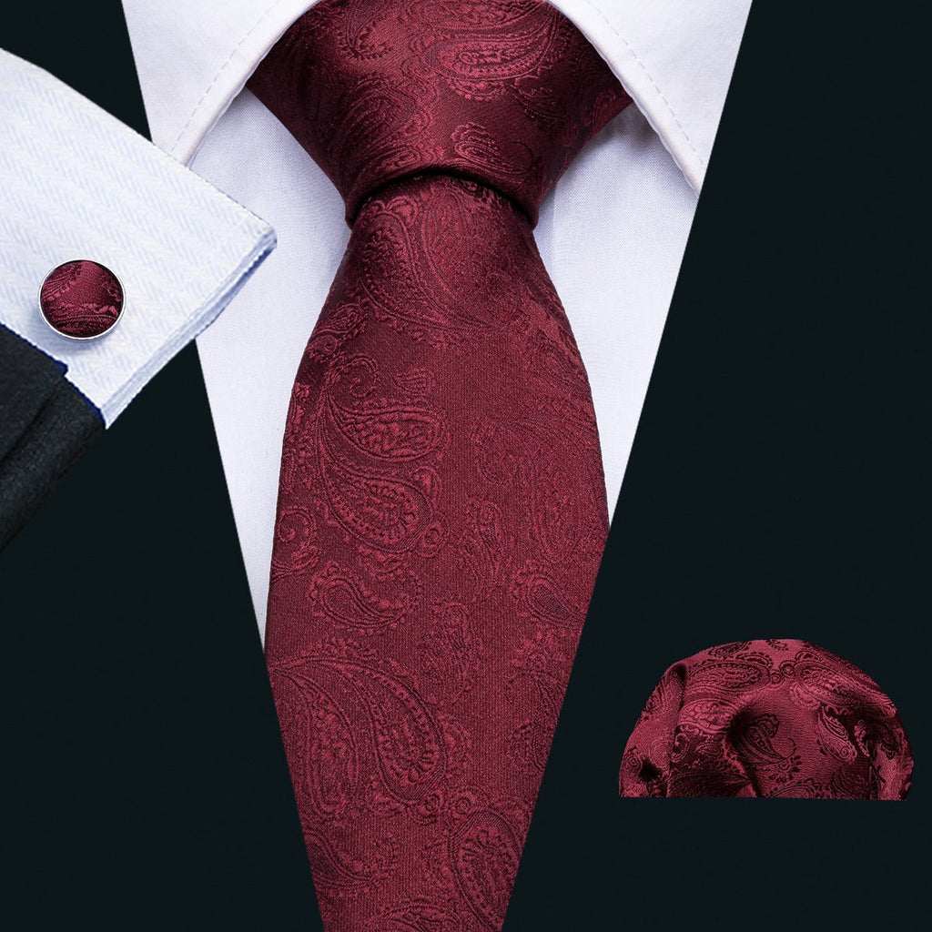 GentCrest Burgundy Paisley Tie Sets - Image 1