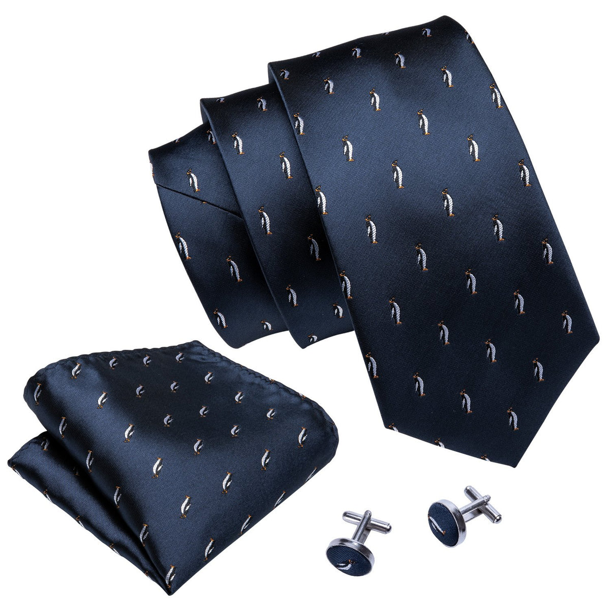 Blue Penguin Novelty Silk Tie Set - GentCrest - View 2