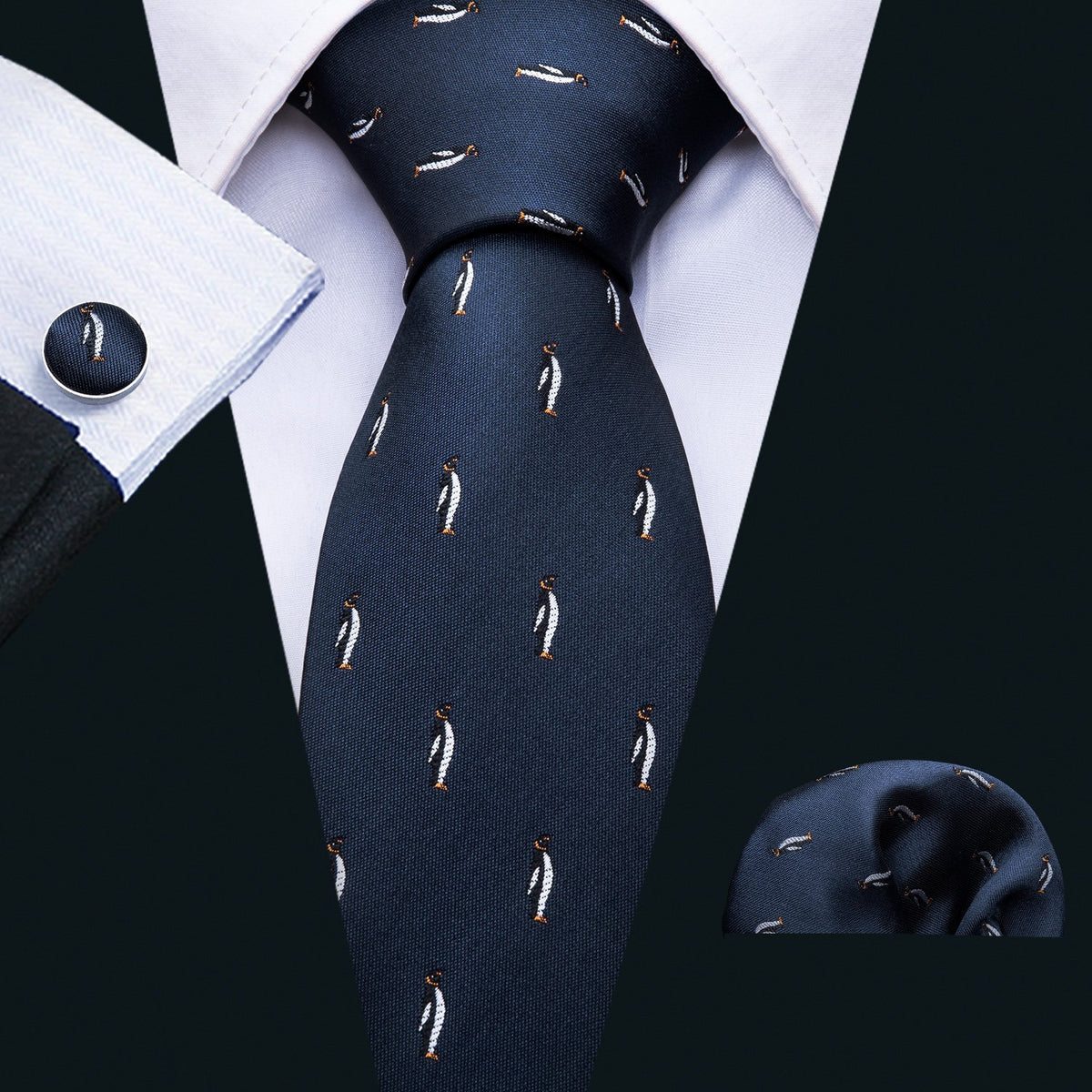 Blue Penguin Novelty Silk Tie Set - GentCrest