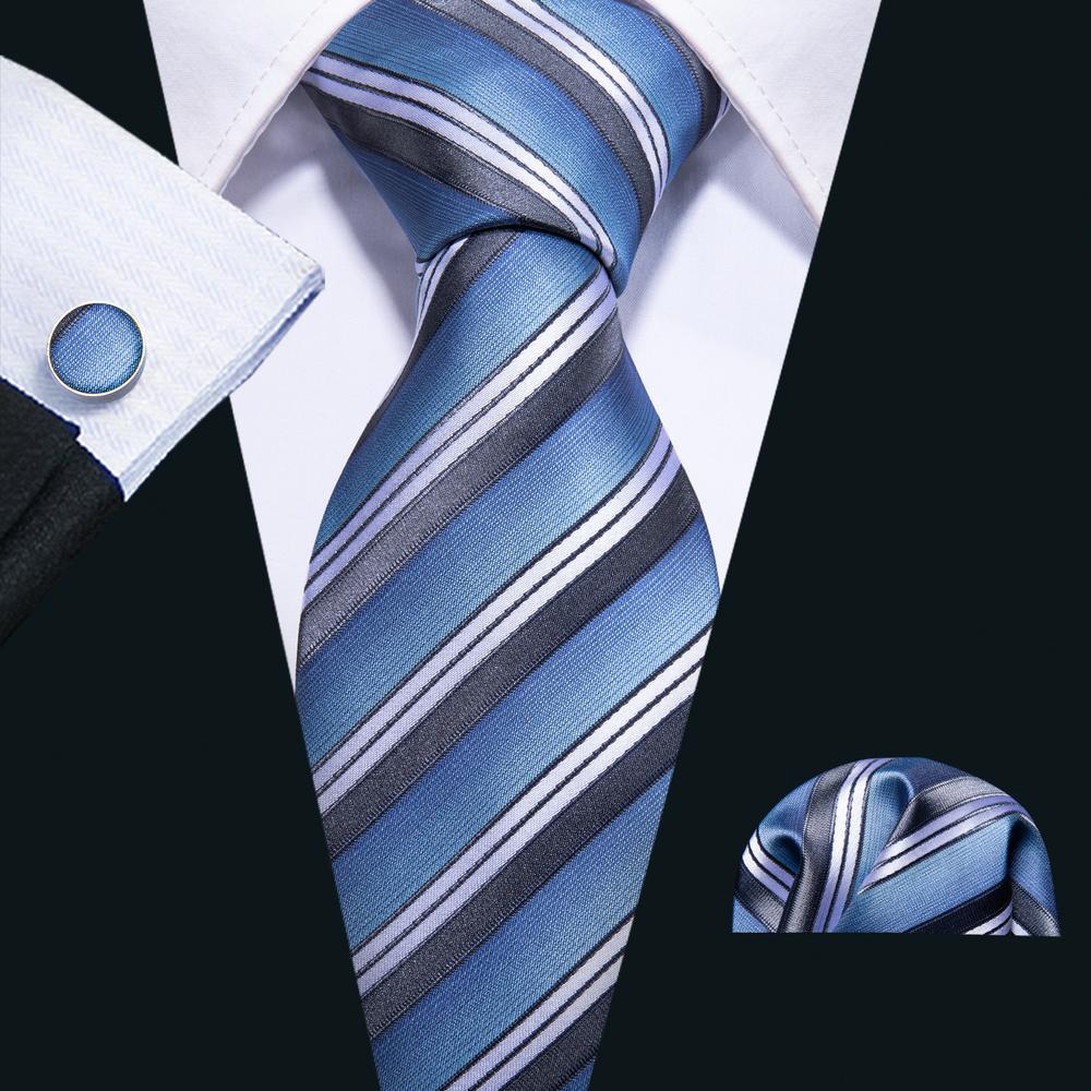 GentCrest Blue Striped Tie Hanky Cufflinks Set - Image 1