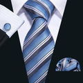 GentCrest Blue Striped Tie Hanky Cufflinks Set - Image 1