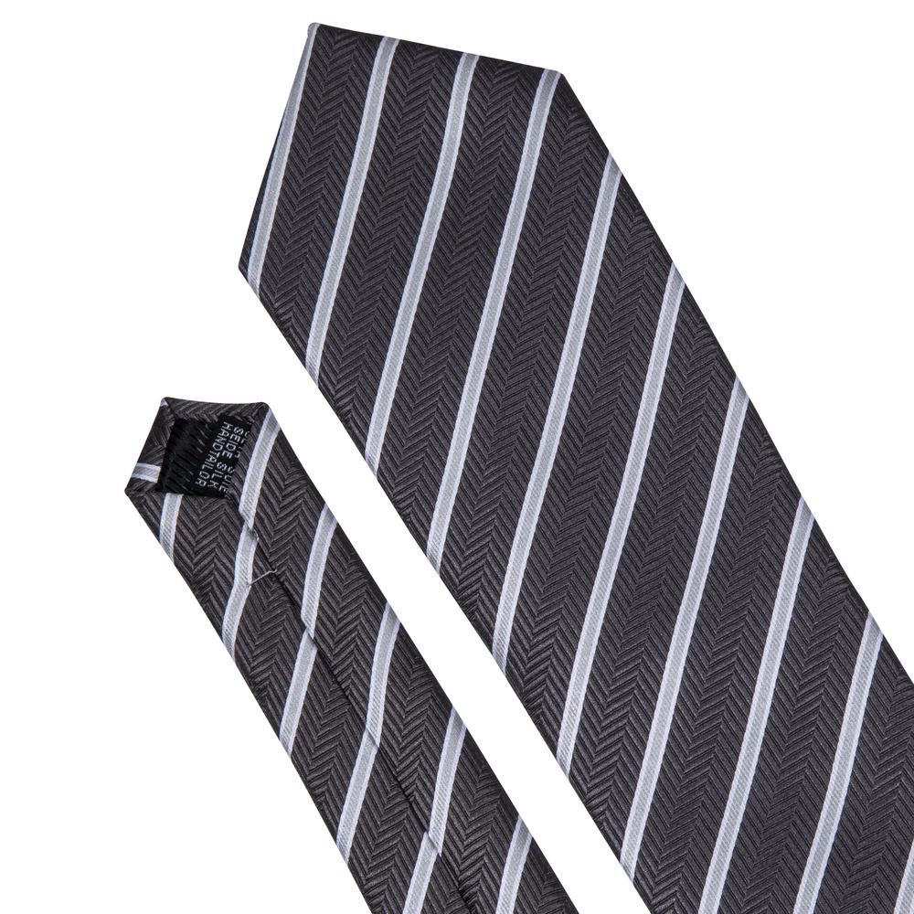 GentCrest Grey Striped Tie Hanky Cufflinks Set - Image 3