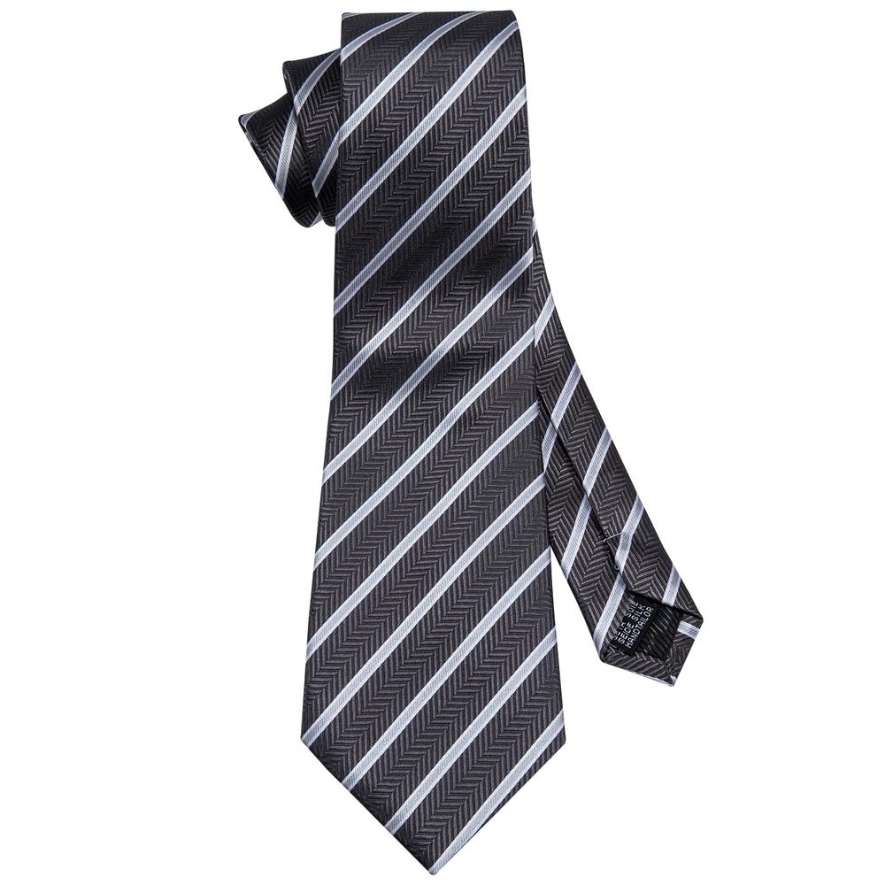 GentCrest Grey Striped Tie Hanky Cufflinks Set - Image 4