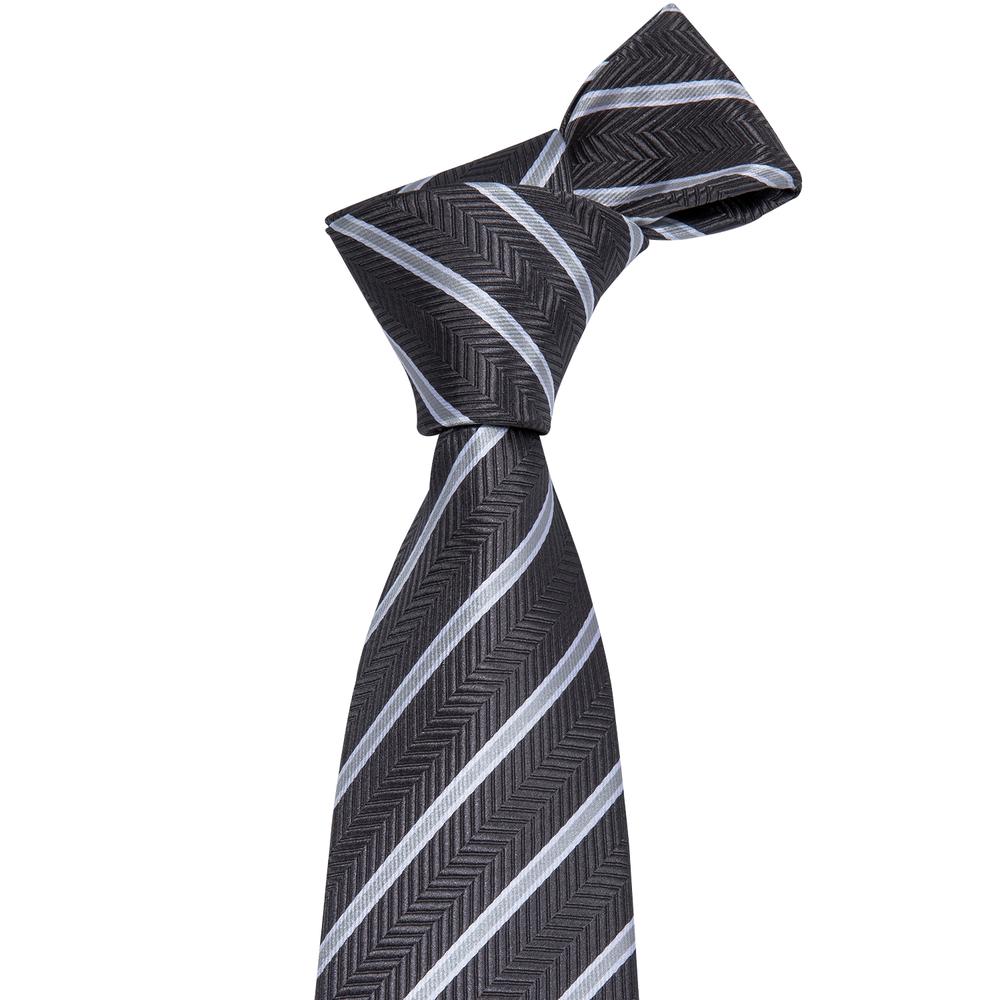 GentCrest Grey Striped Tie Hanky Cufflinks Set - Image 5