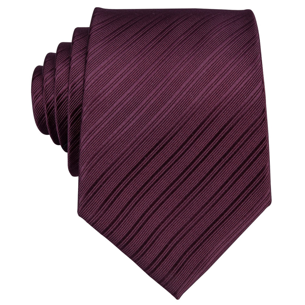 Dark Red Narrow Striped Silk Tie Set - GentCrest - View 5