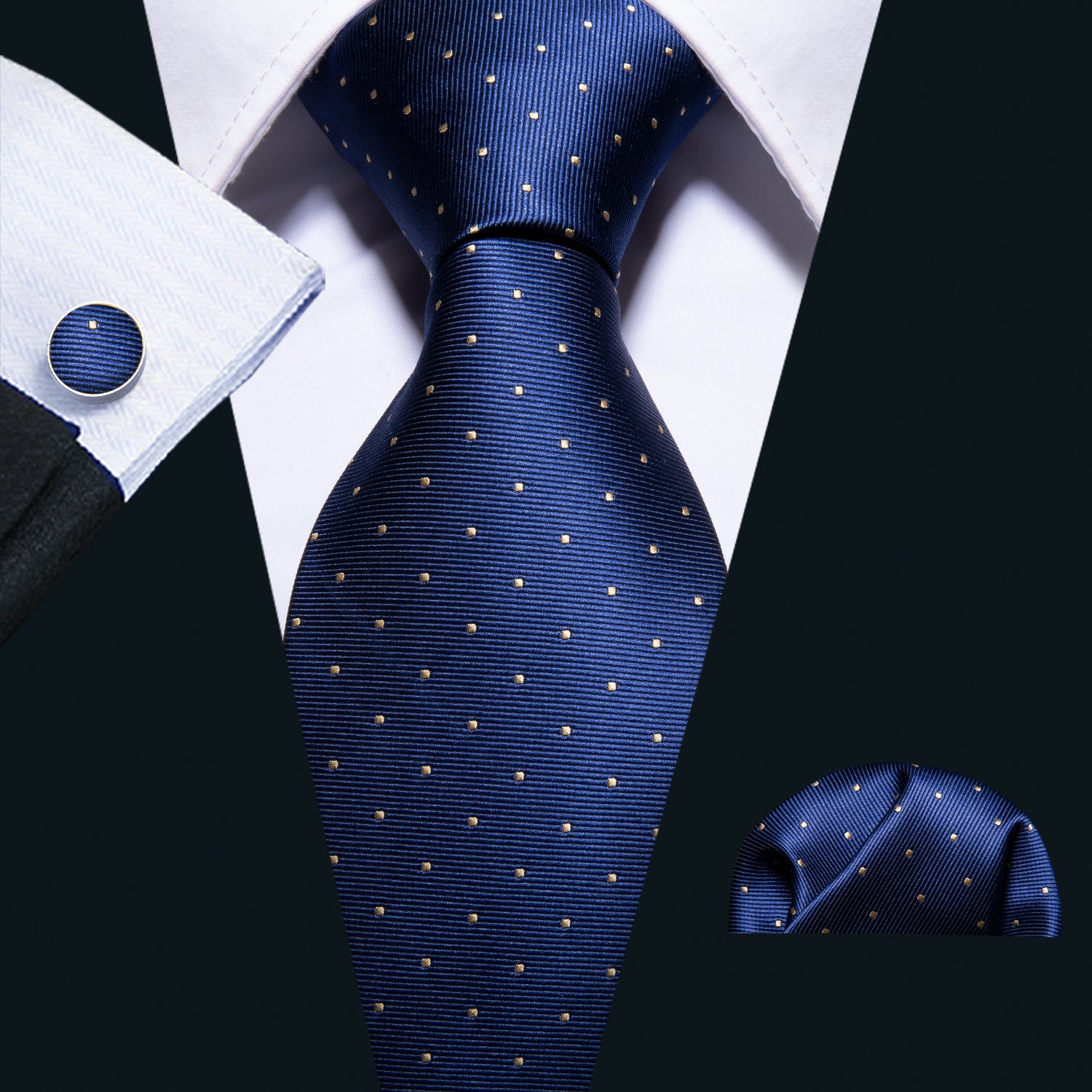 GentCrest Blue Polka Dot Tie Hanky Cufflinks Set - Image 4
