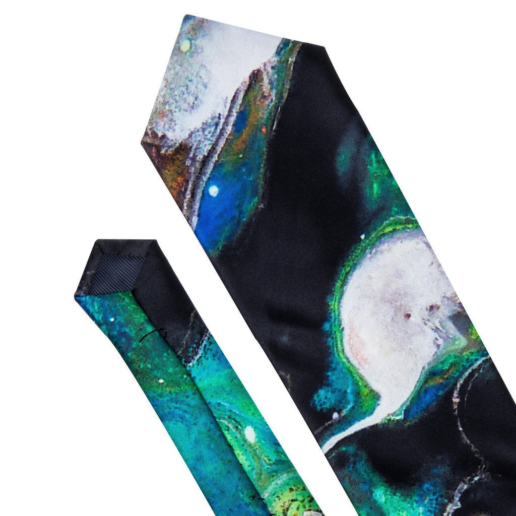Green Blue Seabed Silk Tie Set - GentCrest - View 5