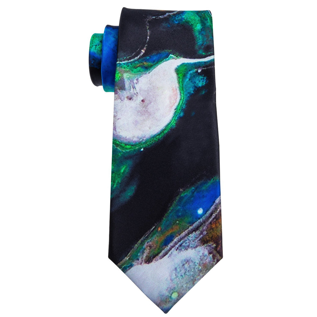 Green Blue Seabed Silk Tie Set - GentCrest