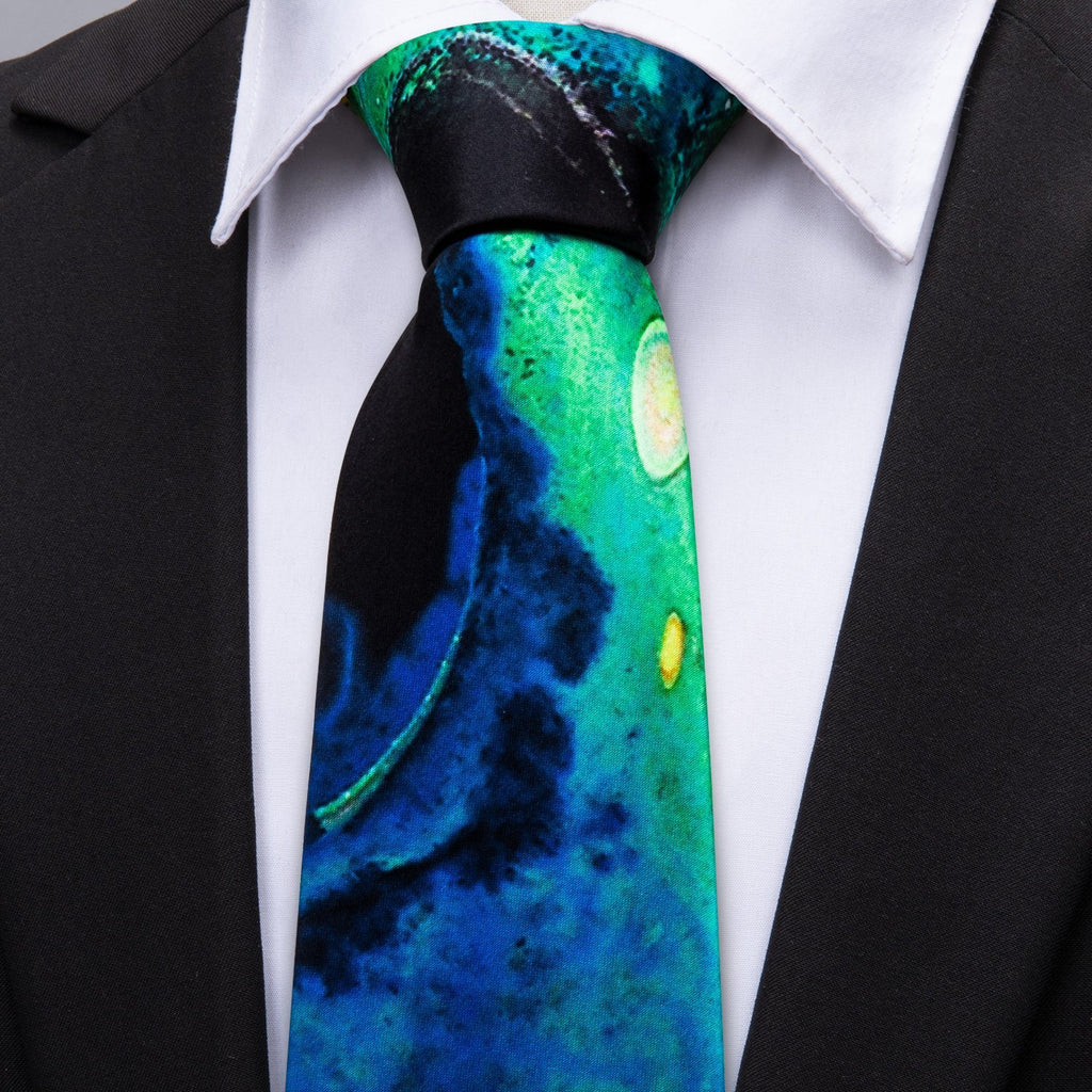 Green Blue Seabed Silk Tie Set - GentCrest - View 3
