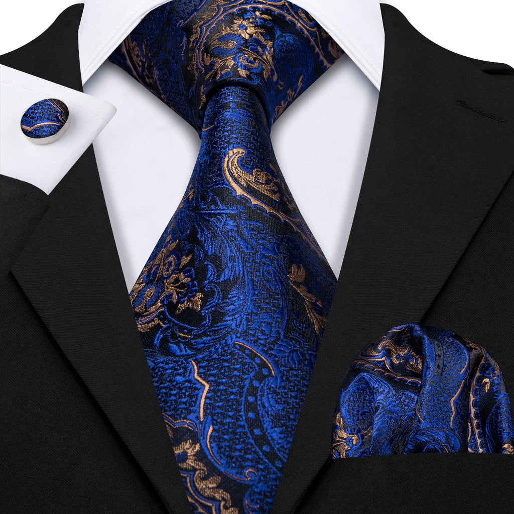 GentCrest Blue Paisley Tie Hanky Cufflinks Set - Image 1