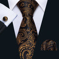 GentCrest Black Paisley Tie Hanky Cufflinks Set - Image 1