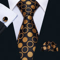 Black Golden Silk Tie Set - GentCrest