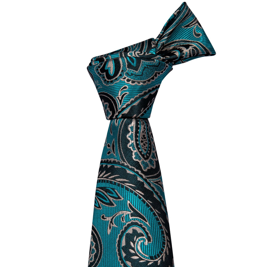 GentCrest Black Paisley Tie Hanky Cufflinks Set - Image 6