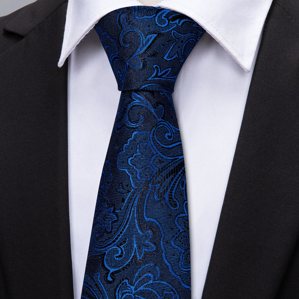 GentCrest Blue Floral Tie Hanky Cufflinks Set - Image 4