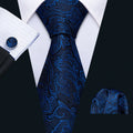 GentCrest Blue Floral Tie Hanky Cufflinks Set - Image 1