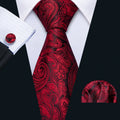GentCrest Black Paisley Tie Hanky Cufflinks Set - Image 1